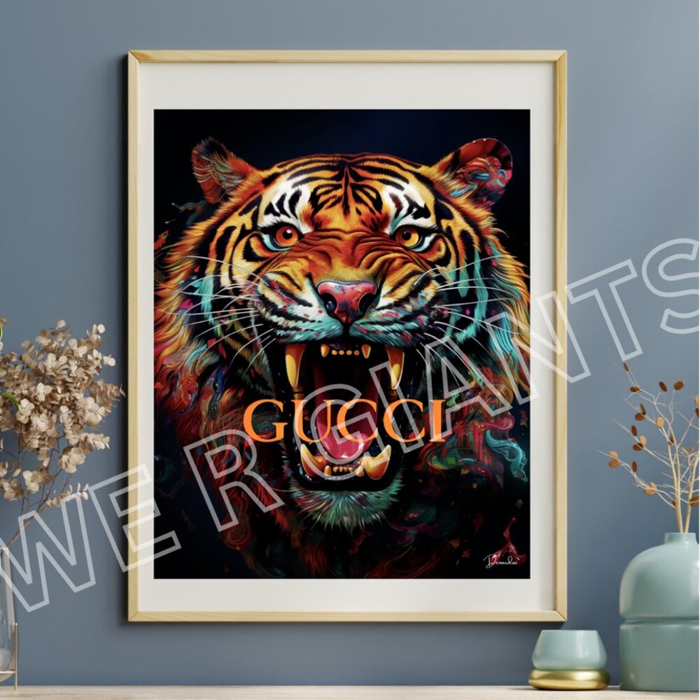 Gucci Tiger Print 18x24 Trendy Fashion Wall Art by The Artist Denardai